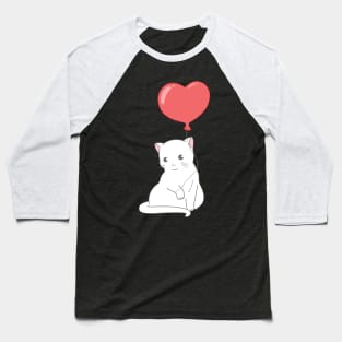 Cat With Heart Balloon Baseball T-Shirt